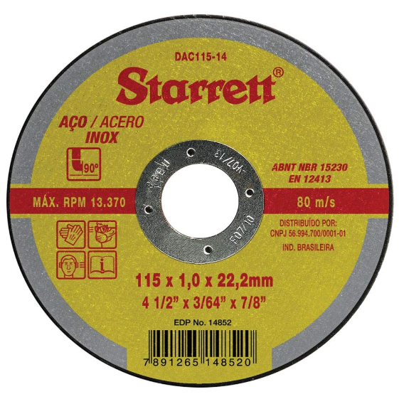 Discos Abrasivos de Corte, Starrett, Dac115-14