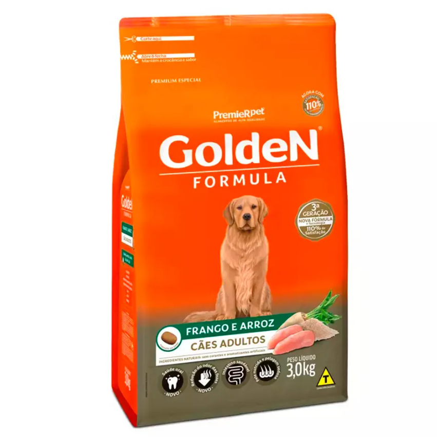 Ração Golden Fórmula Cães Adultos Frango e Arroz
