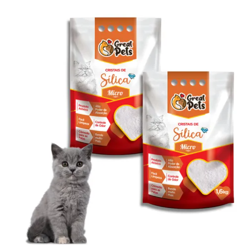 Areia Para Gato Sílica Micro Fina Great Pets